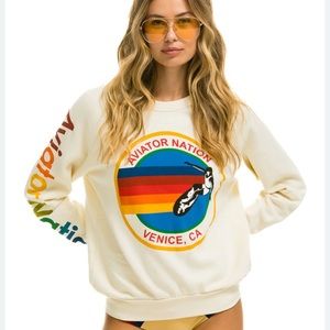 Aviator nation size L crewneck sweatshirt cream